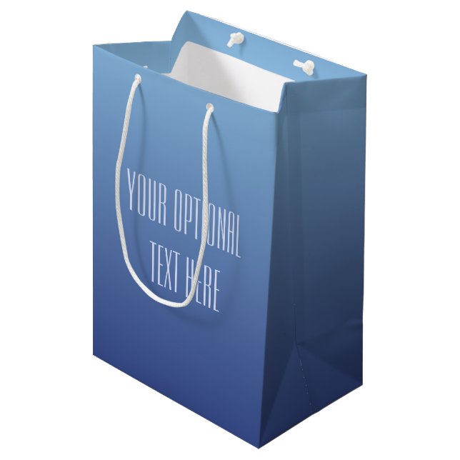 Blue Gradient custom text gift bags (Front Angled)