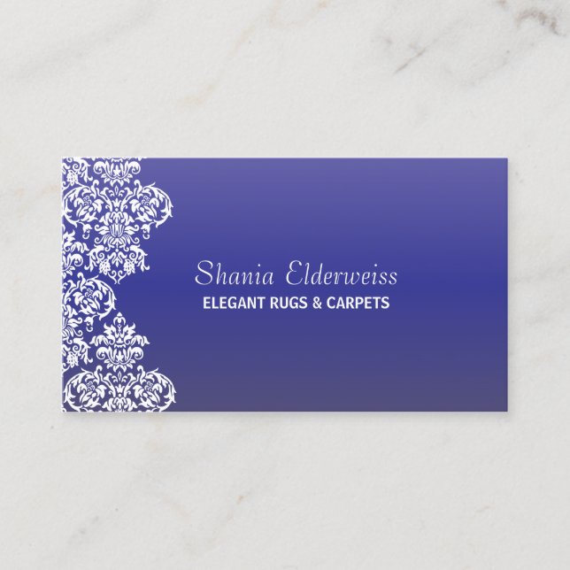 Blue Gradient Damask Business Card (Front)