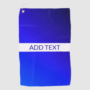 Blue Gradient & Editable Text on White Stripe Golf Towel