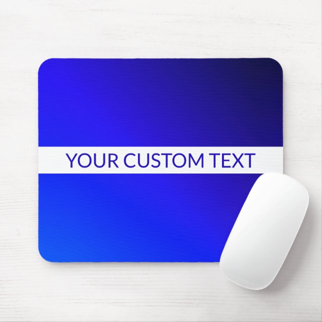 Blue Gradient & Editable Text on White Stripe Mouse Pad (With Mouse)