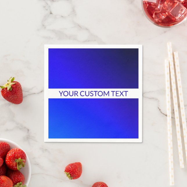 Blue Gradient & Editable Text on White Stripe Napkin (Insitu)