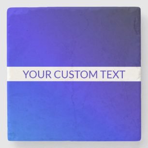 Blue Gradient & Editable Text on White Stripe Stone Coaster