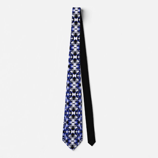 Blue Gradient Filled Mechanical Drawing Mosaic Tie (Front)