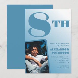 Blue Gradient Invitations de 8e anniversaire Photo