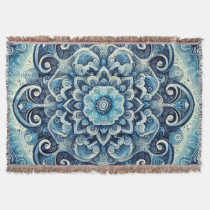 Blue Gradient Mandala Design 2 Throw Blanket