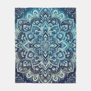 Blue Gradient Mandala Design Fleece Blanket