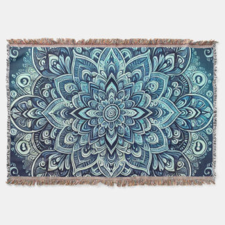 Blue Gradient Mandala Design Throw Blanket