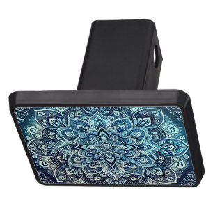 Blue Gradient Mandala Design Trailer Hitch Cover