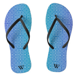 Blue Gradient  Mandala Zen Pattern Personalized  Flip Flops