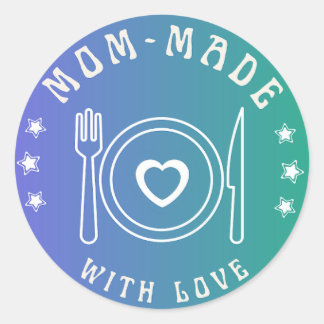 Blue Gradient Mom-made with Love Sticker