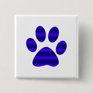 Blue Gradient Paw Print 2 Inch Square Button