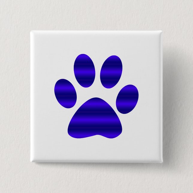 Blue Gradient Paw Print 2 Inch Square Button (Front)