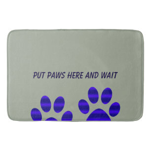 Blue Gradient Paw Prints Bath Mat