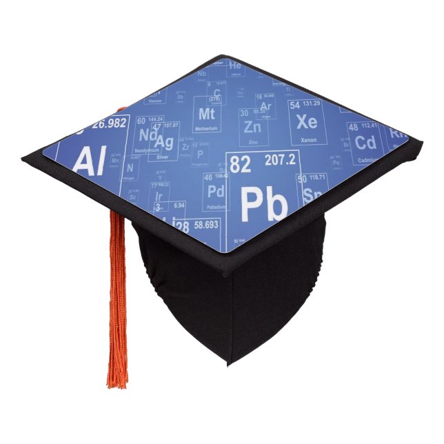 Blue Gradient Periodic Table  Graduation Cap Topper (Angled)