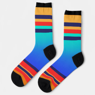 Blue Gradient +  Stripes  Socks
