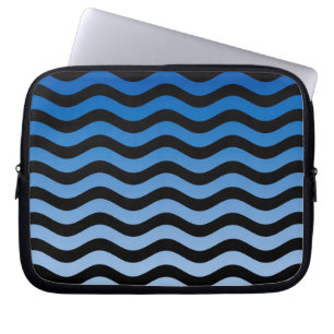 Blue Gradient Wavy Stripes Laptop Sleeve