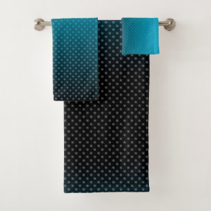 blue gradient with small polka dots bath towel set