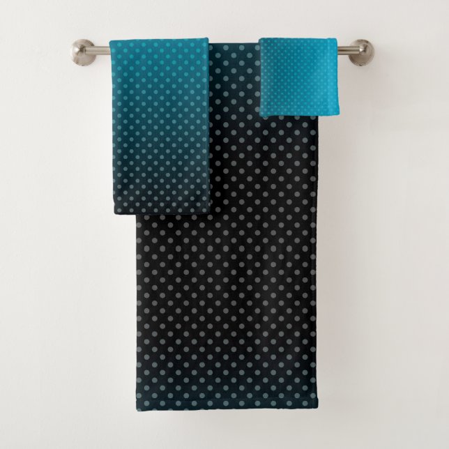 blue gradient with small polka dots bath towel set (Insitu)
