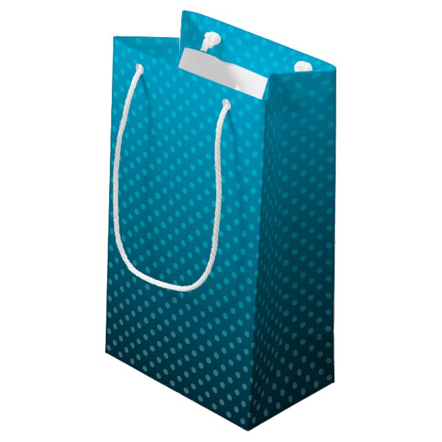 blue gradient with small polka dots gift bag (Back Angled)