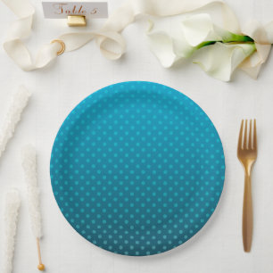blue gradient with small polka dots paper plate