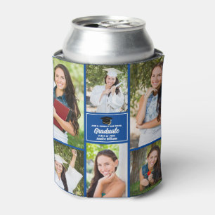Blue Graduate Photo Collage Modern 2025 Graduation Can Cooler