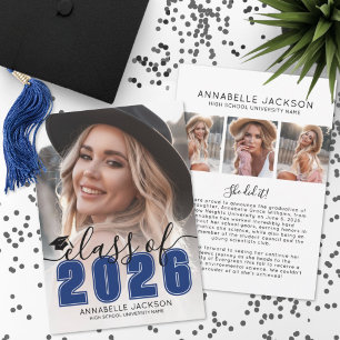 Blue Graduate Photo Graduation Announcement