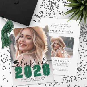 Blue Graduate Photo Graduation Invitation