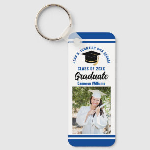 Blue Graduate Photo Personalized 2023 Graduation Keychain