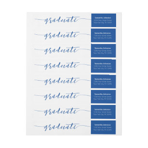 Blue Graduate Script Modern Wrap Around Label