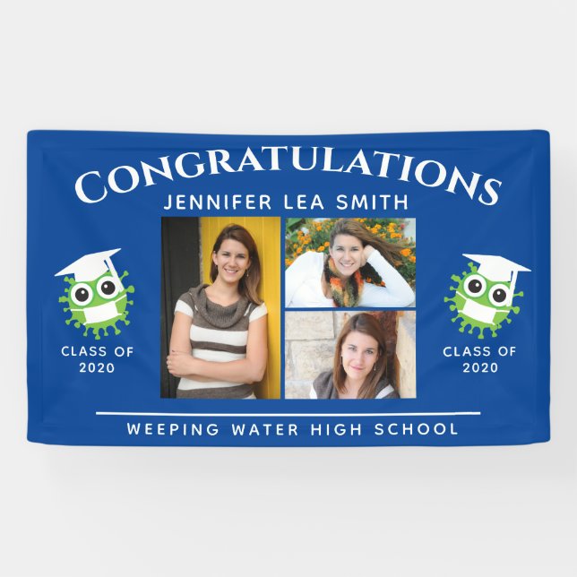 Blue Graduation Banners Personalized Senior Photos (Horizontal)