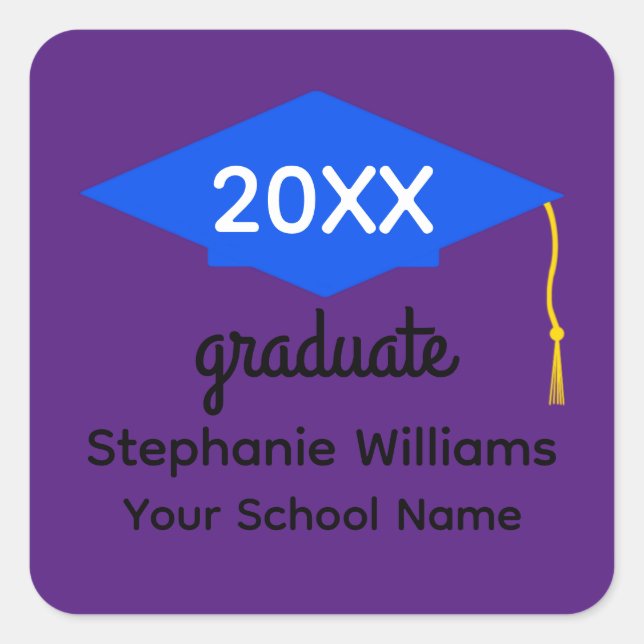 Blue Graduation Cap #1-3 Stickers (Front)