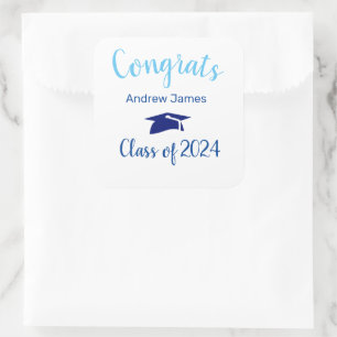 blue graduation cap 2023 -  Congrats   Square Sticker