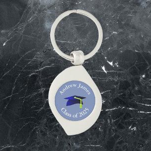 blue graduation cap - class of 2025  -your name keychain