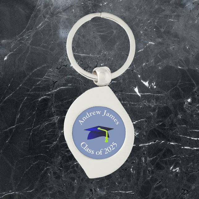 blue graduation cap - class of 2025  -your name keychain (Creator Uploaded)