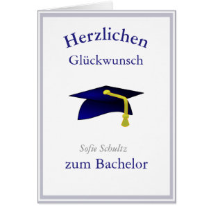 blue graduation cap - Congrats in German