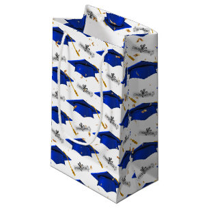 Blue Graduation Caps with Diplomas Small Gift Bag