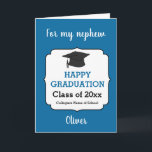 Blue Graduation Class of 2026 Card<br><div class="desc">This is a personalized nephew graduation card designed in a blue. You can easily personalize with the class year, name and the student's school. Inside, this graduation nephew card, it reads "Congratulations, you did it! All of your hard work and determination paid off. You should be proud of this huge...</div>