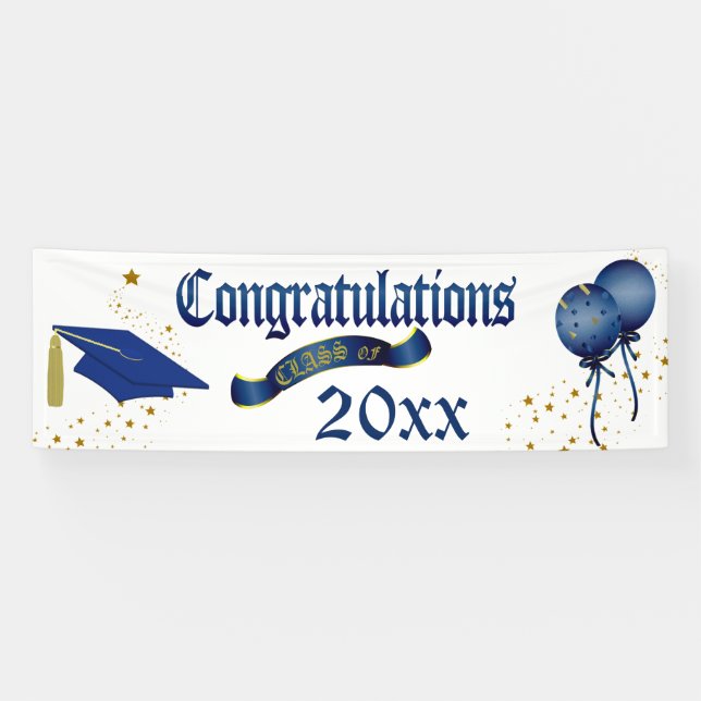 Blue Graduation Class Of Banner (Horizontal)