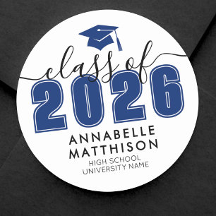 Blue Graduation Classic Round Sticker
