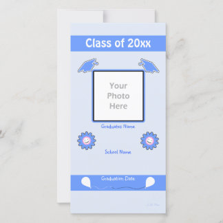 Blue Graduation Flowers and Caps Announcement