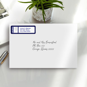 Blue Graduation Football Return Address Labels