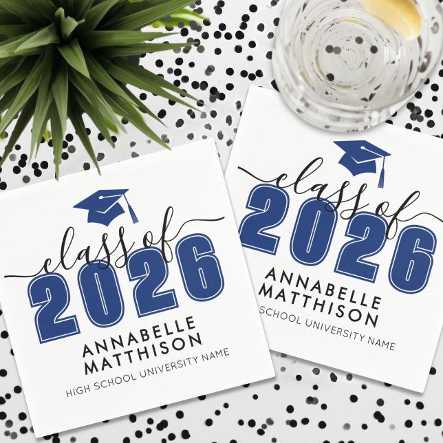 Blue Graduation Napkin (Graduate Modern Blue Graduation Napkins)