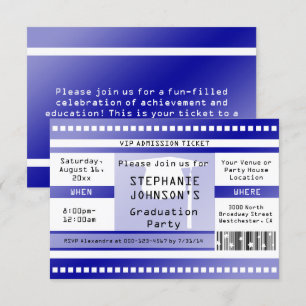 Blue Graduation or Party Admission Ticket Invitation