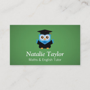 Blue Graduation Owl, Personal Tutor or Teacher Business Card