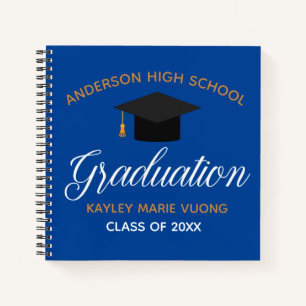 Blue Graduation Party Autograph Keepsake Guest Notebook