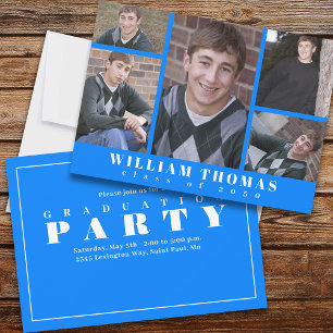 Blue Graduation Party Multi Photo Template