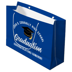 Blue Graduation Party Personalized 2026 Graduate Large Gift Bag