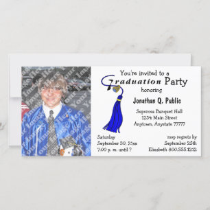 Blue Graduation Party Photo Invitation