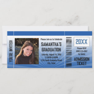 Blue Graduation Party Ticket Invitation