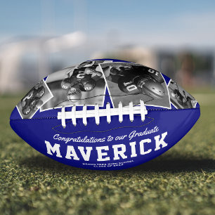 Blue Graduation Photo Football Keepsake Gift